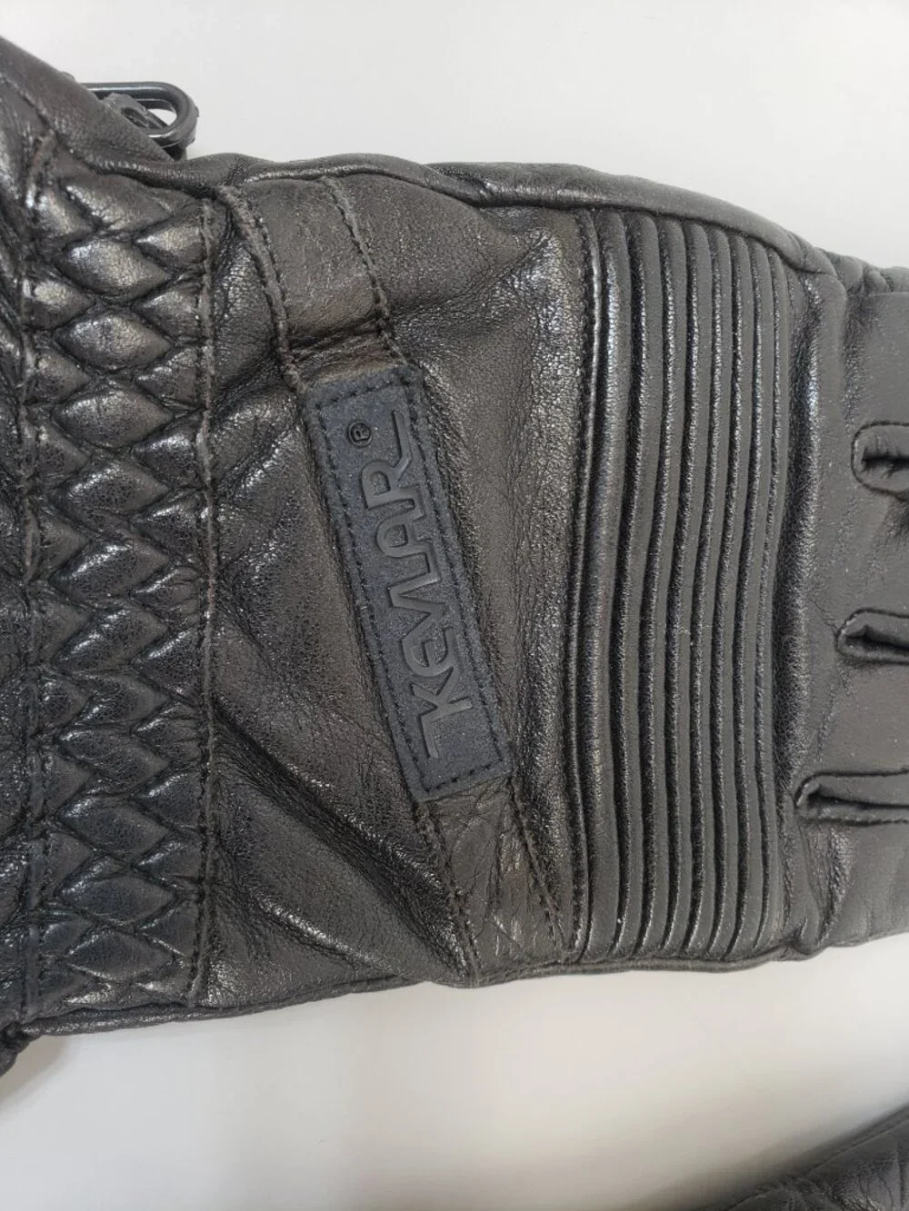 Olympia Motorcycle Gloves Blk Leather Thermolite Wind-Tex Made w Kevlar womens M